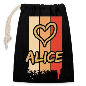 Alice Alice - Sac cadeau en coton avec cordon (14 x 20 cm) - noir - Devant