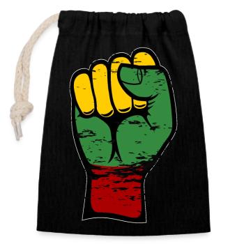 Lithuania flag fist used - Closable cotton gift bag (14x20cm) - black - Front