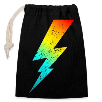 80s bolt lighting classic - Closable cotton gift bag (14x20cm) - black - Front