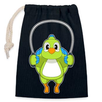 Papagei Seilspringen Springseil Fitness - Verschließbarer Geschenkbeutel aus Baumwolle (14x20cm) - Navy - Vorne