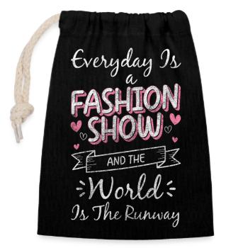 Amoureux de la mode Créateurs de tendances Vêtements - Sac cadeau en coton avec cordon (14 x 20 cm) - noir - Devant
