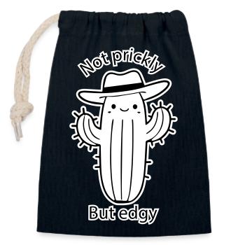 Cute Cactus with hat - Not prickly, but edgy - Closable cotton gift bag (14x20cm) - navy - Front