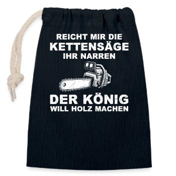 Hands me the chainsaw you fools the king - Closable cotton gift bag (14x20cm) - navy - Front