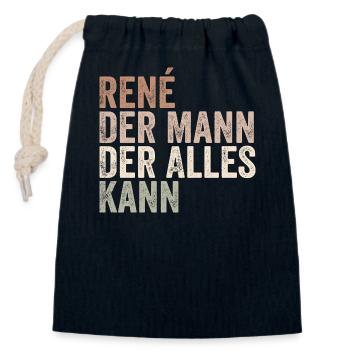 Rene Der Mann Der Alles Kann Vorname René - Verschließbarer Geschenkbeutel aus Baumwolle (14x20cm) - Navy - Vorne
