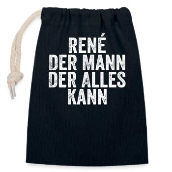 Rene Der Mann Der Alles Kann Vorname René - Verschließbarer Geschenkbeutel aus Baumwolle (14x20cm) - Navy - Vorne
