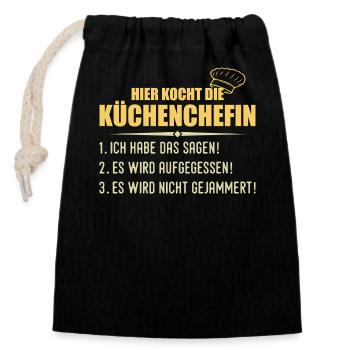 Cuisiner drôle cuisinier chef cadeau - Sac cadeau en coton avec cordon (14 x 20 cm) - noir - Devant