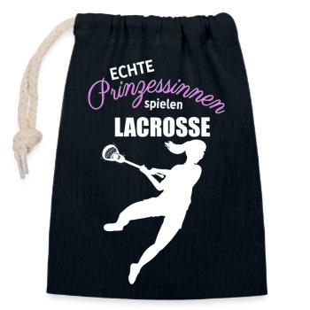 Echte Prinzessinnen spielen Lacrosse - Verschließbarer Geschenkbeutel aus Baumwolle (14x20cm) - Navy - Vorne