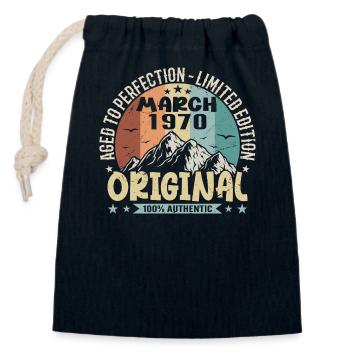 55th Anniversary March 1970, March 1970 - Closable cotton gift bag (14x20cm) - navy - Front