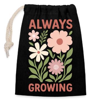 Always growing - Closable cotton gift bag (14x20cm) - black - Front