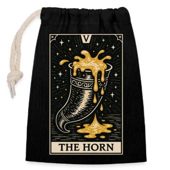 La corne – Carte rituelle de consommation de tarot à l’hydromel - Sac cadeau en coton avec cordon (14 x 20 cm) - noir - Devant