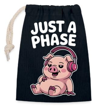 Cochon fantaisiste avec casque T-Shirt Design - Sac cadeau en coton avec cordon (14 x 20 cm) - bleu marine - Devant