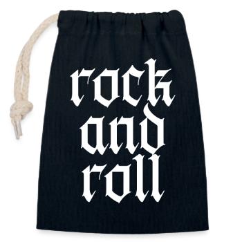 Vintage Gothic Rock and Roll Typography Design - Closable cotton gift bag (14x20cm) - navy - Front