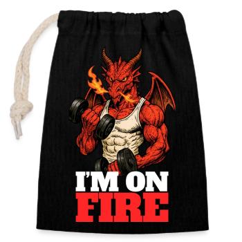 I'M ON FIRE - Humour Gamer - Sac cadeau en coton avec cordon (14 x 20 cm) - noir - Devant