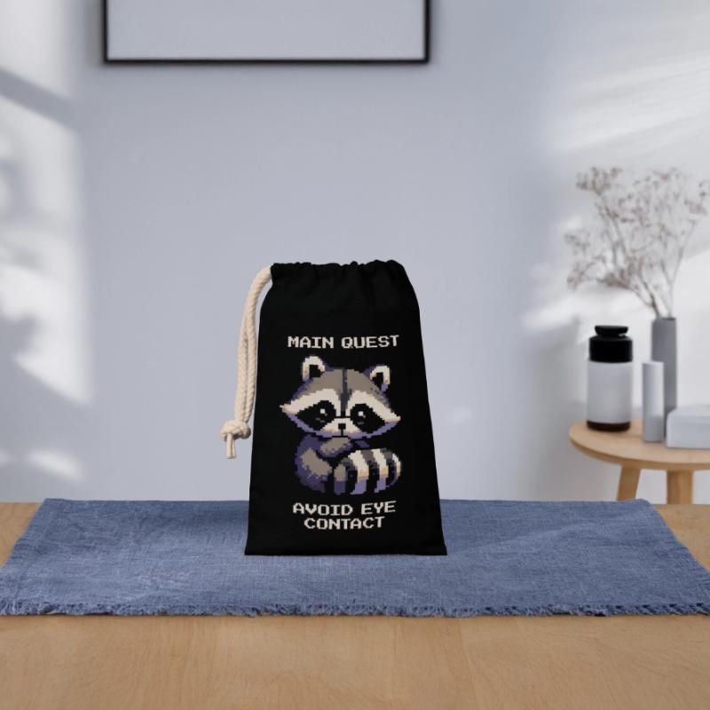 Main Quest: Avoid Eye Contact | Introversion Closable cotton gift bag (14x20cm)