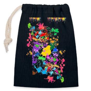 Abstrakte Farbspritzer - Verschließbarer Geschenkbeutel aus Baumwolle (14x20cm) - Navy - Vorne