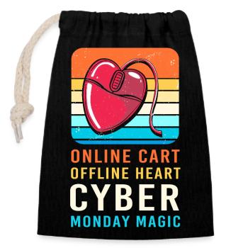 Cyber Monday Kaufrausch - Verschließbarer Geschenkbeutel aus Baumwolle (14x20cm) - Schwarz - Vorne