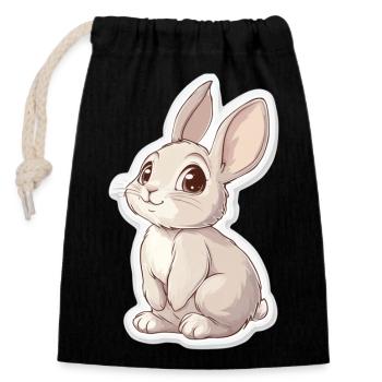 Hare - Closable cotton gift bag (14x20cm) - black - Front