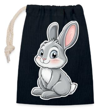 Hare - Closable cotton gift bag (14x20cm) - navy - Front
