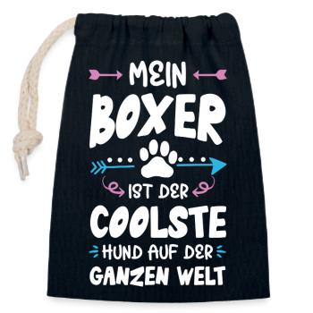 Boxer Dog Saying - Closable cotton gift bag (14x20cm) - navy - Front