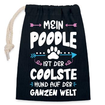 Poodle Dog Saying - Closable cotton gift bag (14x20cm) - navy - Front