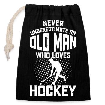 Hockey Eishockey Eishockeyspieler Geschenk - Verschließbarer Geschenkbeutel aus Baumwolle (14x20cm) - Schwarz - Vorne