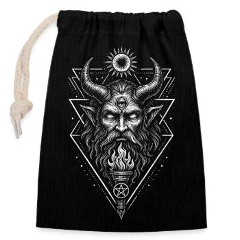 Démon Occultisme Gothique Pentagramme Mystique - Sac cadeau en coton avec cordon (14 x 20 cm) - noir - Devant