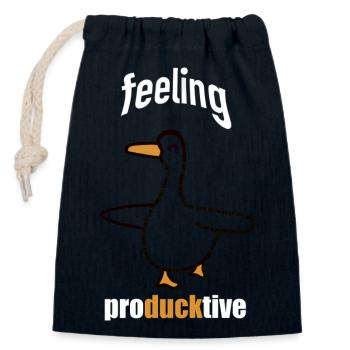 Feeling Produckive Duck - Verschließbarer Geschenkbeutel aus Baumwolle (14x20cm) - Navy - Vorne
