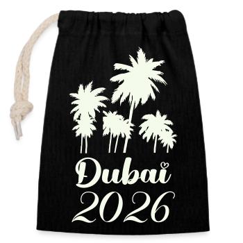 Scénario de Dubai Palm Trees 2026 - Sac cadeau en coton avec cordon (14 x 20 cm) - noir - Devant