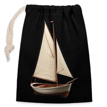 Classic sailboat with a vintage look - Closable cotton gift bag (14x20cm) - black - Front
