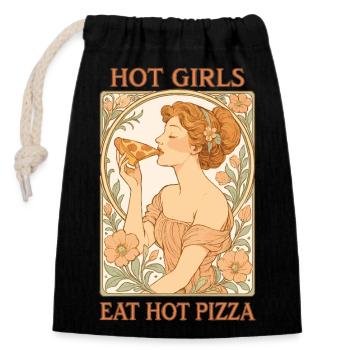 Art Nouveau Pizza: Hot Girls Eat Hot Pizza - Closable cotton gift bag (14x20cm) - black - Front