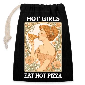 Art Nouveau Pizza: Hot Girls Eat Hot Pizza - Closable cotton gift bag (14x20cm) - black - Front