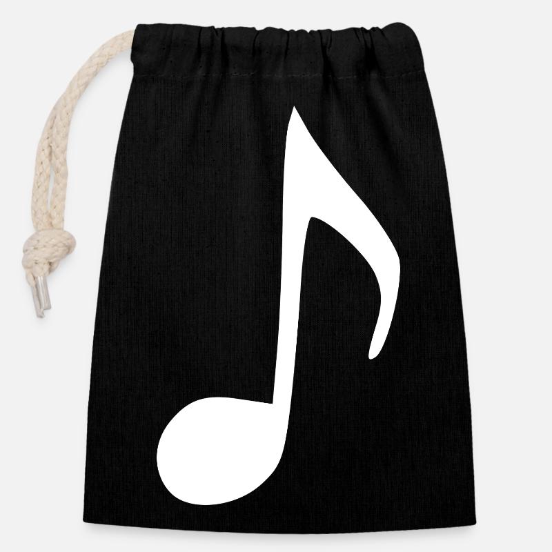 Music note white music - Closable cotton gift bag (14x20cm) - black