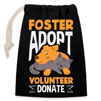 Foster Adopt Volunteer Animal Rescue Cat - Closable cotton gift bag (14x20cm) - black - Front