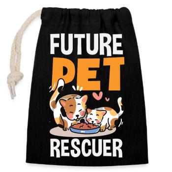 Future Animal Rescuer Adopt Animal Rights - Closable cotton gift bag (14x20cm) - black - Front
