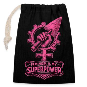 Feminism Feminist Feminist - Closable cotton gift bag (14x20cm) - black - Front