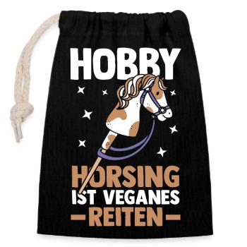 Steckenpferd Hobbyhorse Hobby Horsing - Verschließbarer Geschenkbeutel aus Baumwolle (14x20cm) - Schwarz - Vorne
