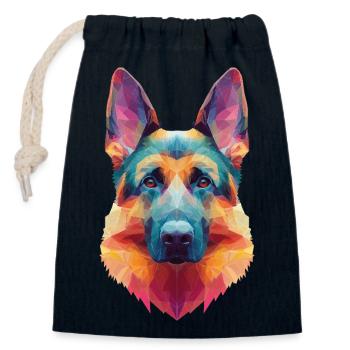 Chien de berger - Sac cadeau en coton avec cordon (14 x 20 cm) - bleu marine - Devant