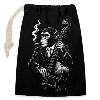 Jazz Chimp Bassist in Suit - Closable cotton gift bag (14x20cm) - black - Front