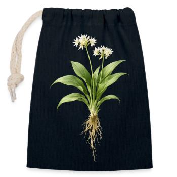 Wild Garlic Plant Botanical Design - Closable cotton gift bag (14x20cm) - navy - Front