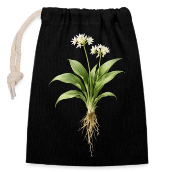 Bärlauch Pflanze Botanisches Design - Verschließbarer Geschenkbeutel aus Baumwolle (14x20cm) - Schwarz - Vorne