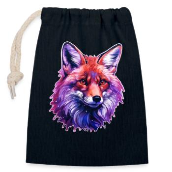 Bunter Fuchskopf - Verschließbarer Geschenkbeutel aus Baumwolle (14x20cm) - Navy - Vorne
