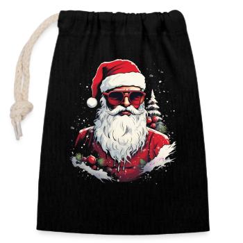 Glasses Santa Claus - Closable cotton gift bag (14x20cm) - black - Front