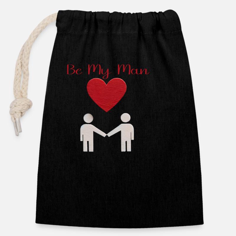 Message d’amour Silhouette - Sac cadeau en coton avec cordon (14 x 20 cm) - noir