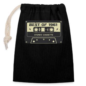Cassette rétro 1961 vintage 1961 anniversaire 1961 - Sac cadeau en coton avec cordon (14 x 20 cm) - noir - Devant