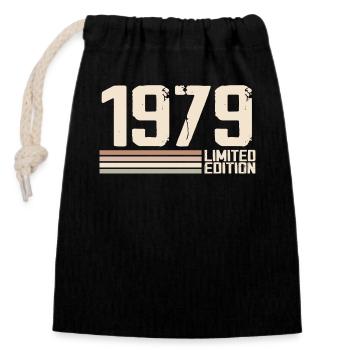 1979 Jahrgang 1979 Geburtstag 1979 Retro 1979 - Verschließbarer Geschenkbeutel aus Baumwolle (14x20cm) - Schwarz - Vorne