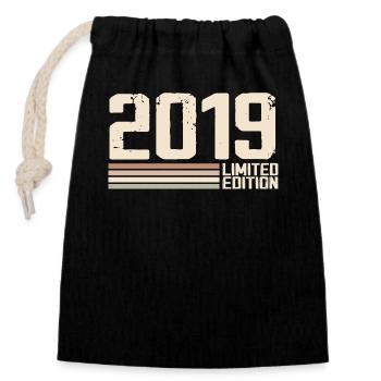 2019 Vintage 2019 Birthday 2019 Retro 2019 - Closable cotton gift bag (14x20cm) - black - Front