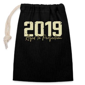 Original 2019 Retro 2019 Birthday Gift 2019 - Closable cotton gift bag (14x20cm) - black - Front