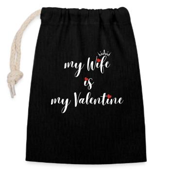 ma femme est ma Valentine - Sac cadeau en coton avec cordon (14 x 20 cm) - noir - Devant