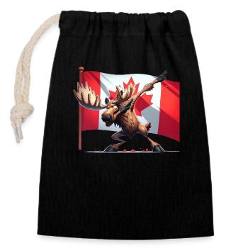 Moose Salute: Canada's Pride - Closable cotton gift bag (14x20cm) - black - Front