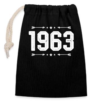 jahrgang 1963 vintage 62. Geburtstag 1963 - Verschließbarer Geschenkbeutel aus Baumwolle (14x20cm) - Schwarz - Vorne